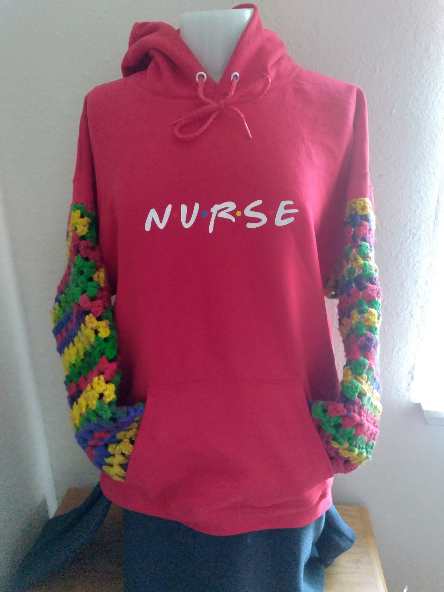 Sweatshirt with Crochet Sleeves