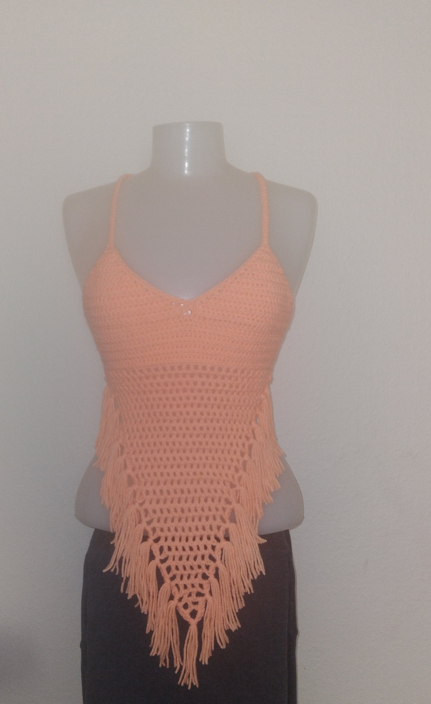 Mesh Halter top w/fringe